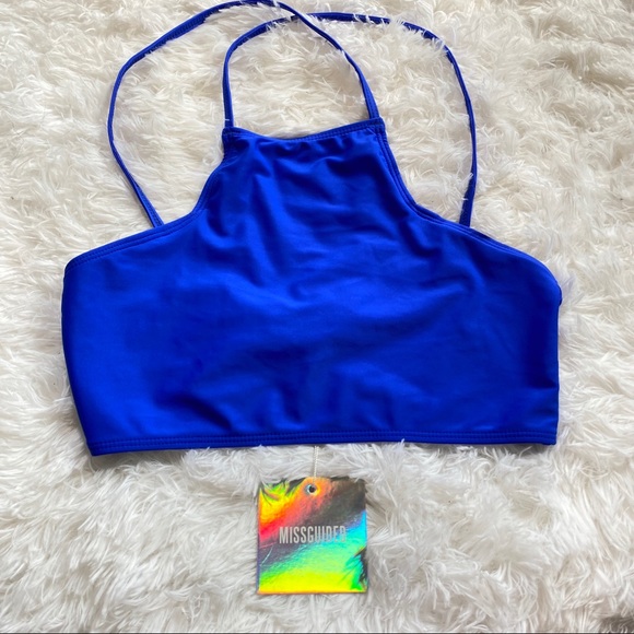 Missguided Cobalt Blue High Neck Bikini Top 6 - Picture 4 of 11